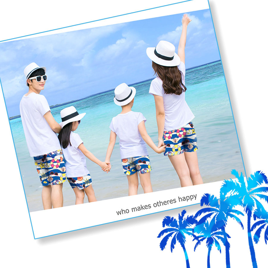 Quần áo gia đình đi biển in họa tiết cây dừa