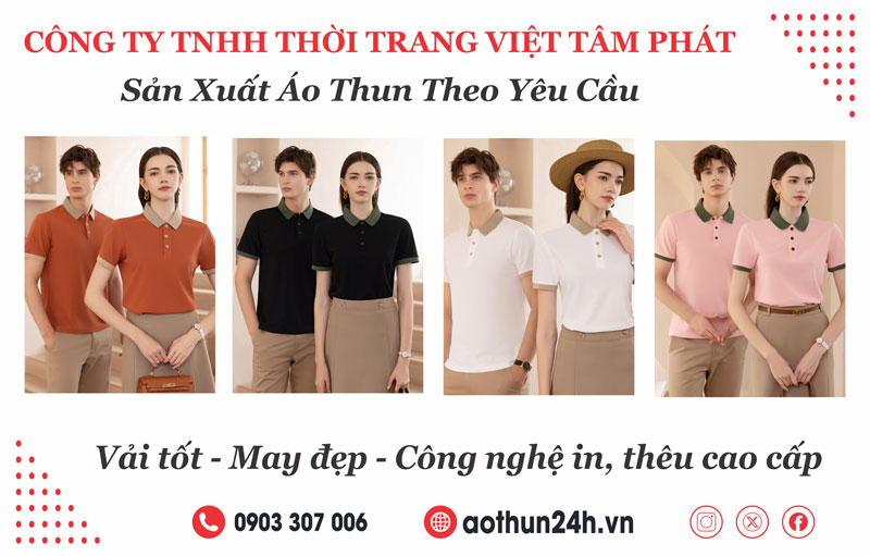 Áo thun 24h xưởng may áo thun uy tín