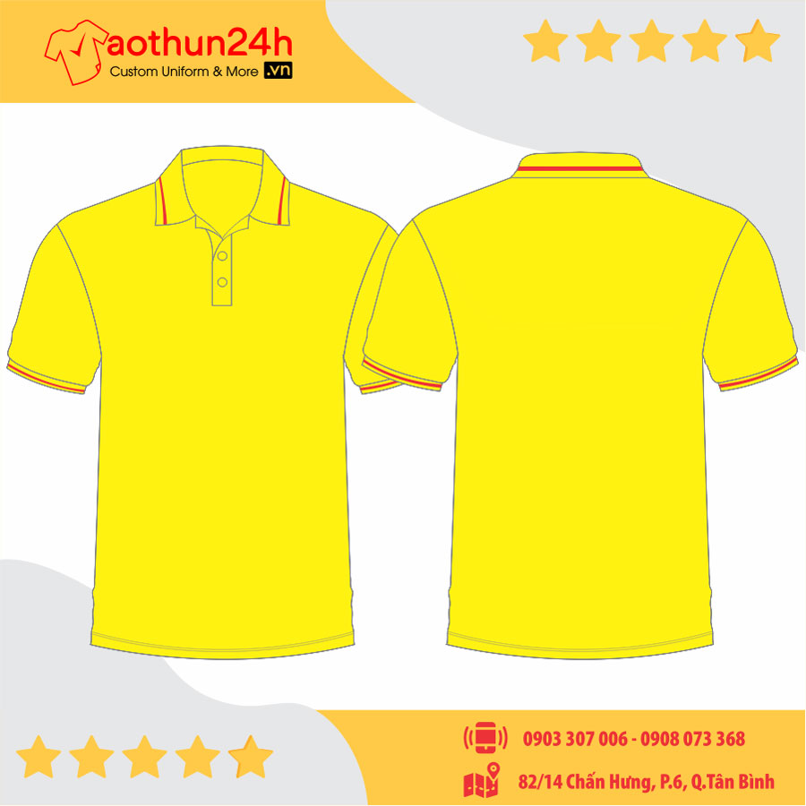 Áo thun đồng phục có cổ màu vàng thích hợp làm áo thun đồng phục công ty