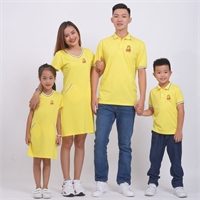 Áo gia đình cổ bẻ xanh bích in logo Nhâm Dần dễ thương AG0762